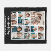 Photo Collage Grid - 14 foto's script - zwart Fleece Deken (Voorkant (Horizontaal))