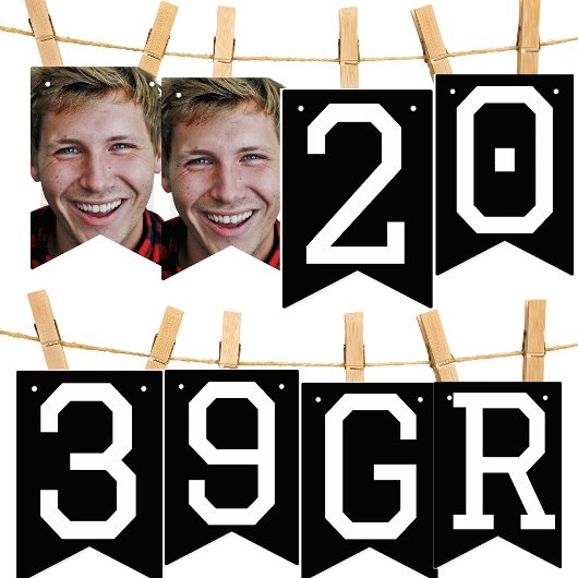 Photo Collage Jaar Afstuderen Black Party Banner