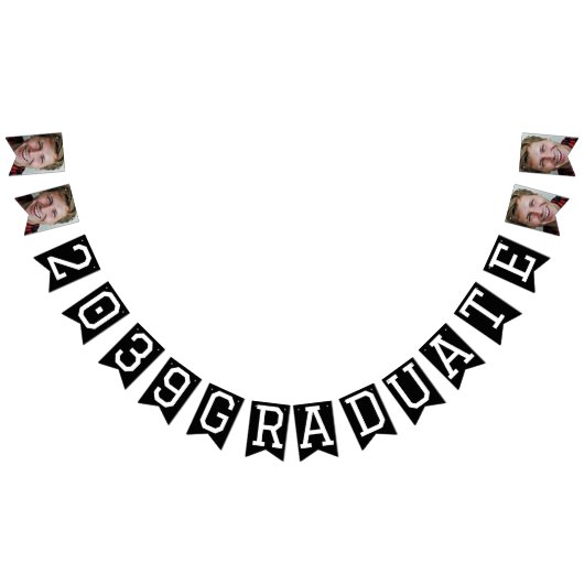 Photo Collage Jaar Afstuderen Black Party Banner (Alle)