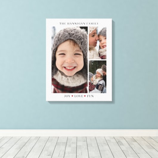 Photo Collage Keepsake Heart Canvas Afdruk (Insitu (Houten vloer))