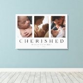 Photo Collage Keepsake Newborn Cherished Moments Canvas Afdruk (Insitu (Houten vloer))