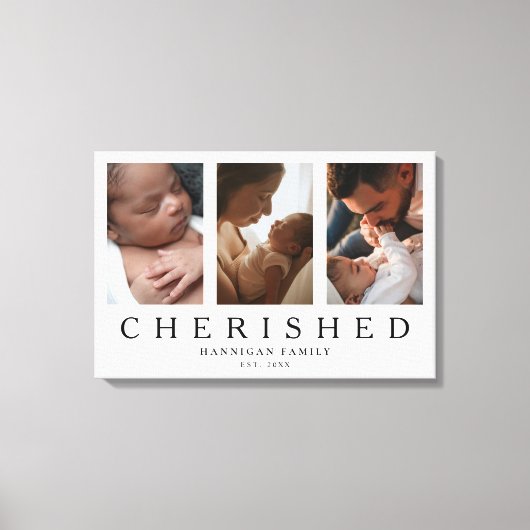 Photo Collage Keepsake Newborn Cherished Moments Canvas Afdruk (Voorkant)