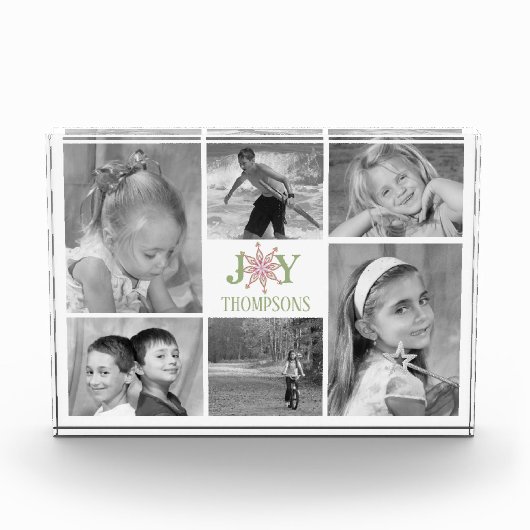 Photo Collage Kerstmis gepersonaliseerd Fotoblokken (Voorkant)