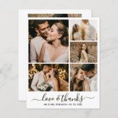 Photo Collage Love and Thanks Wedding Thank You  (Voorkant / Achterkant)