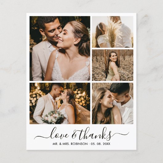 Photo Collage Love and Thanks Wedding Thank You  (Voorkant)
