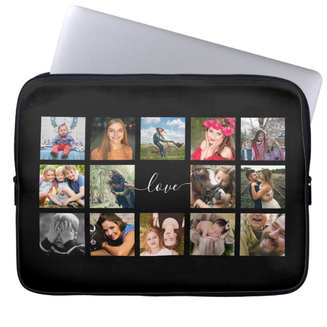 Photo Collage Love Script Laptop Sleeve (Voorkant)
