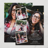 Photo Collage Modern Graduation Party QR-code Kaart (Voorkant / Achterkant)