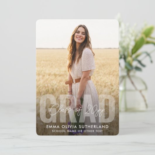 Photo Collage Modern Overlay Class Year Graduation Aankondiging (Staand voorkant)