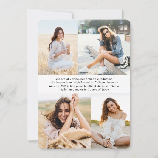 Photo Collage Modern Overlay Class Year Graduation Aankondiging (Achterkant)