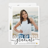 Photo Collage Modern Script Graduation Open House Aankondiging (Voorkant / Achterkant)
