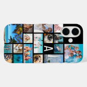 Photo Collage Monogram 17 Foto's Zwart Case-Mate iPhone Case (Achterkant (horizontaal))