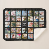 Photo Collage Monogram Bewerkbaar Zwart Sherpa Deken (Voorkant (horizontaal))