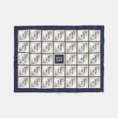 Photo Collage Monogram Gold Lijst Bewerkbaar Blauw Fleece Deken (Voorkant (Horizontaal))