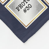 Photo Collage Monogram Gold Lijst Bewerkbaar Blauw Fleece Deken (Hoek)