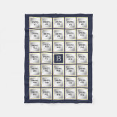 Photo Collage Monogram Gold Lijst Bewerkbaar Blauw Fleece Deken (Voorkant)