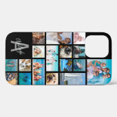 Photo Collage Monogram Naam 17 Foto's Zwart Hoesje (Achterkant (horizontaal))