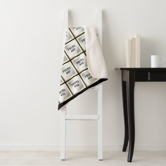 Photo Collage Monogram Zwart Goud Lijst 34 foto's Sherpa Deken (In situ)