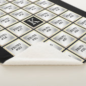 Photo Collage Monogram Zwart Goud Lijst 34 foto's Sherpa Deken (3/4)