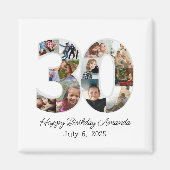 Photo Collage Number 30 - 30th Birthday Magneet (Voorkant)