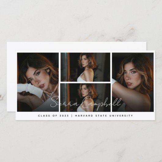 Photo Collage Overlay Mini Afstuderen Aankondiging (Voorkant / Achterkant)