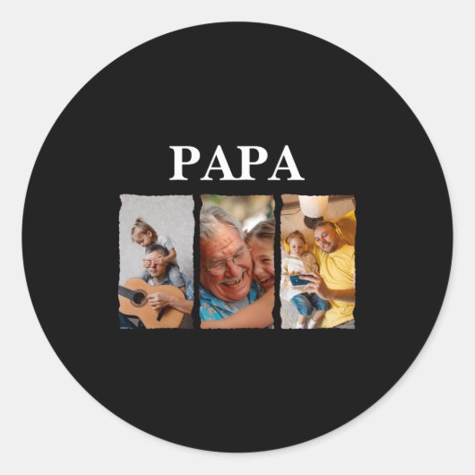 Photo Collage Papa D Gift  Ronde Sticker (Voorkant)
