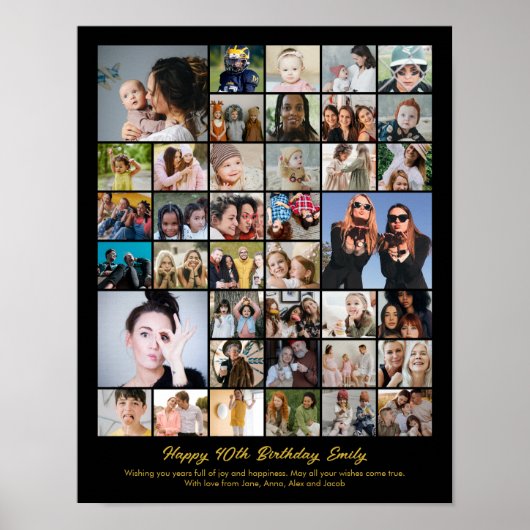 Photo Collage Personalized Picture Mosaic Gift Poster (Voorkant)