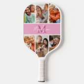 Photo Collage Pink Monogram Pickleball Paddle (Achterkant)