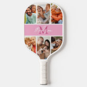 Photo Collage Pink Monogram Pickleball Paddle (Voorkant)