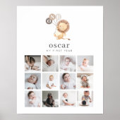 Photo Collage Poster - Lion with 3 Brown Balloons (Voorkant)