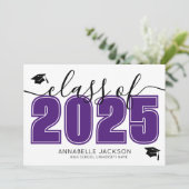 Photo Collage Purple Graduation Aankondiging (Staand voorkant)