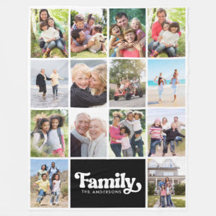 Photo Collage Retro Familie 14 Afbeeldingen Fleece Deken