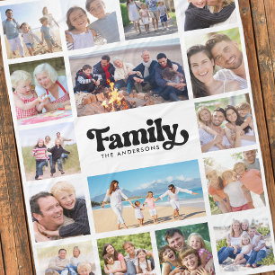 Photo Collage Retro Familie 16 Afbeeldingen Fleece Deken