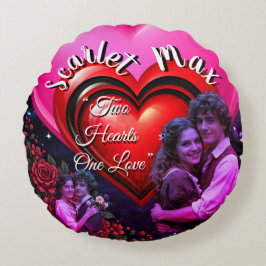Photo Collage Round Pillow Valentine's Day Rond Kussen