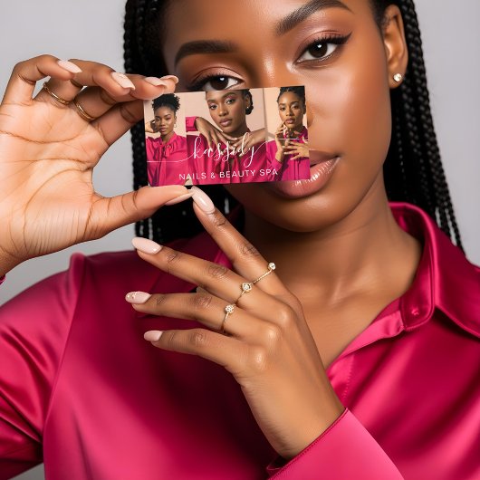 Photo Collage Script Calligraphy Monogram QR-code Visitekaartje