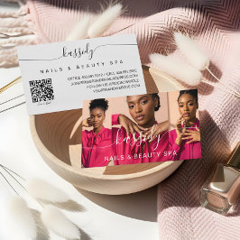 Photo Collage Script Calligraphy Monogram QR-code Visitekaartje