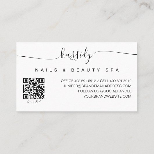 Photo Collage Script Calligraphy Monogram QR-code Visitekaartje (Achterkant)