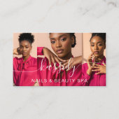 Photo Collage Script Calligraphy Monogram QR-code Visitekaartje (Voorkant)