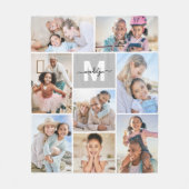 Photo Collage Simple Monogram Afbeelding Fleece Deken (Voorkant)