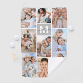 Photo Collage Simple Monogram Afbeelding Golfhanddoek (Insitu)