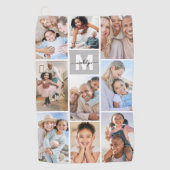 Photo Collage Simple Monogram Afbeelding Golfhanddoek (Voorkant)