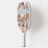 Photo Collage Simple Monogram Afbeelding Pickleball Paddle (Links)