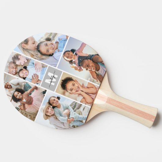 Photo Collage Simple Monogram Afbeelding Tafeltennisbatje (Zijkant)