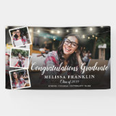 Photo Collage String Lights Graduation Party Spandoek (Horizontaal)