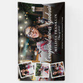 Photo Collage String Lights Graduation Party Spandoek (Verticaal)
