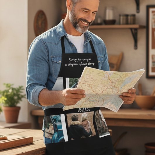 Photo Collage Travel Memory Black Cooking Apron Schort