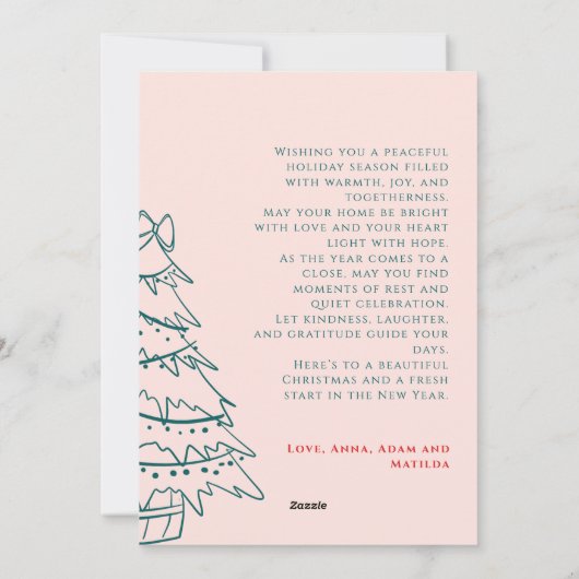 Photo Collage Wavy Doodle Frame Bow Christmas Feestdagenkaart (Achterkant)