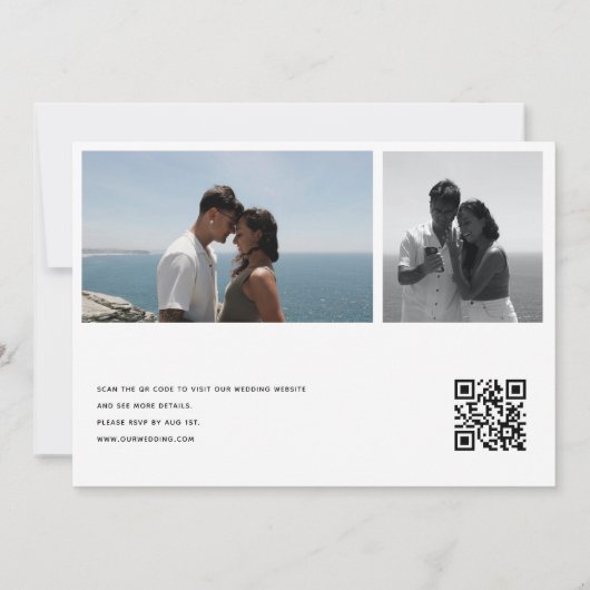 Photo Collage Wedding | Qr Code Invitations Kaart (Achterkant)