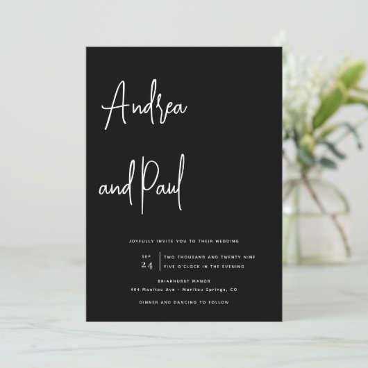 Photo Collage Wedding | Qr Code Invitations Kaart (Staand voorkant)