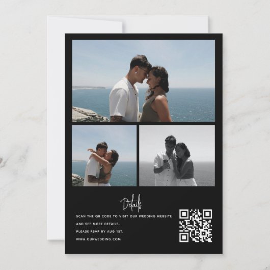 Photo Collage Wedding | Qr Code Invitations Kaart (Achterkant)