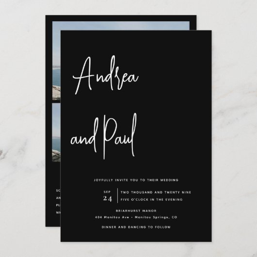 Photo Collage Wedding | Qr Code Invitations Kaart (Voorkant / Achterkant)